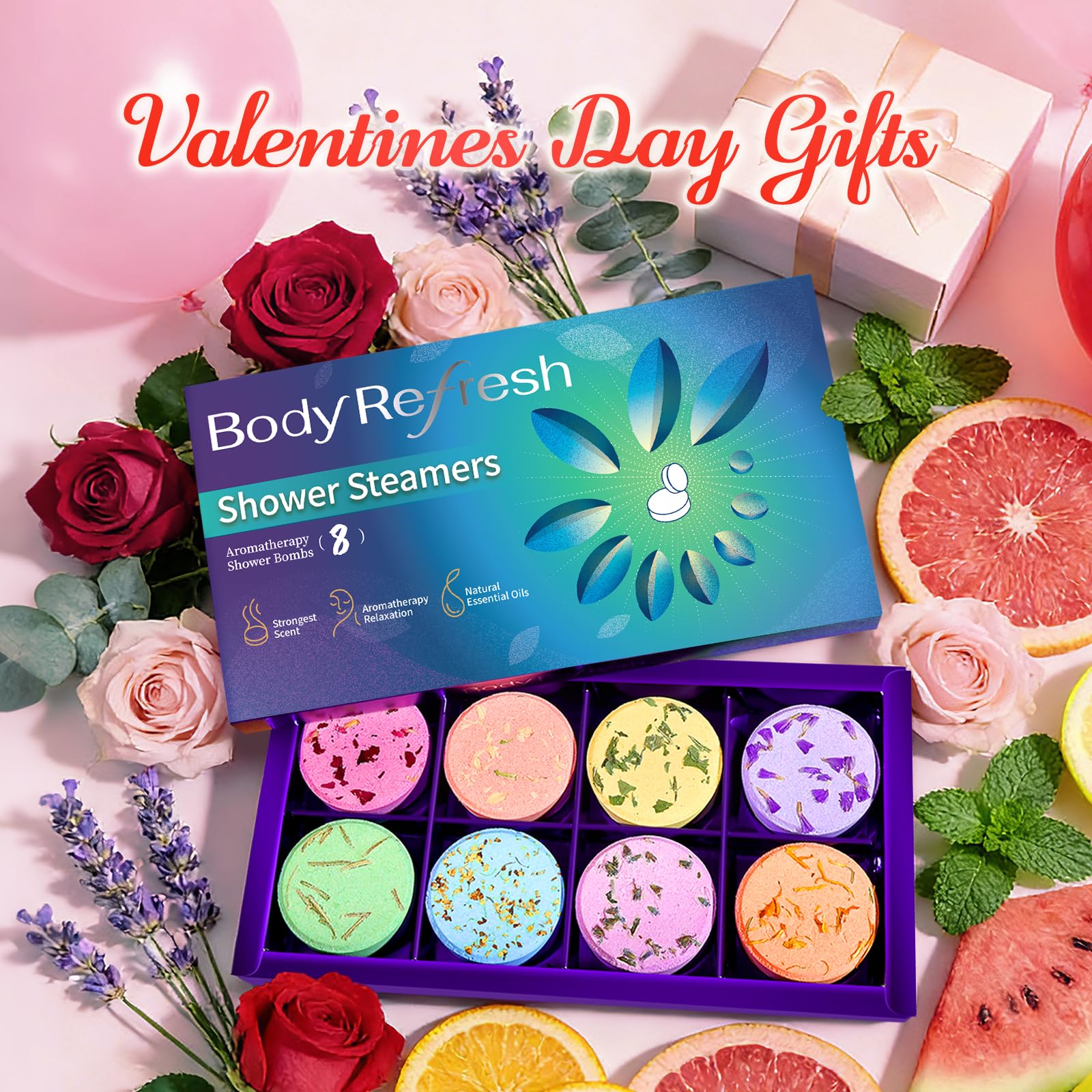 BodyRefresh bombes de douche pamplemousse menthe: énergie rafraîchissante et concentration accrue au réveil.