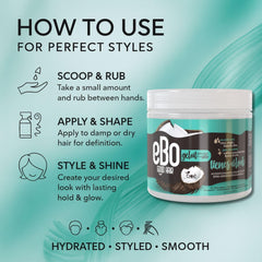 BOÉ COSMETICS Ebo GelOil, application sur cheveux humides pour définir les boucles.