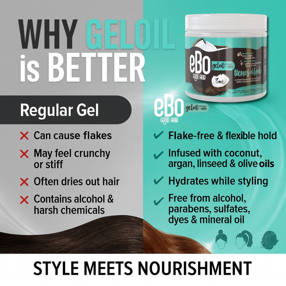 BOÉ COSMETICS Ebo GelOil, application sur cheveux secs pour lisser et briller.