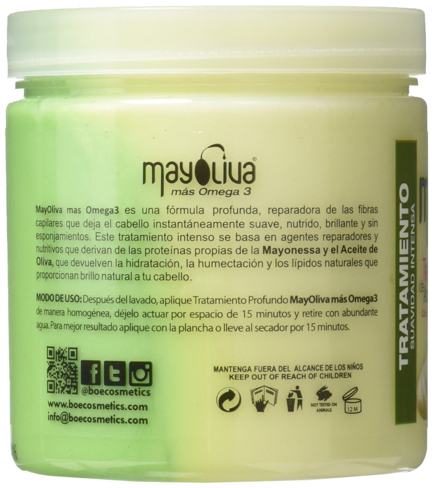 BOÉ COSMETICS Mayoliva : texture crémeuse visible, application douce sur les longueurs.