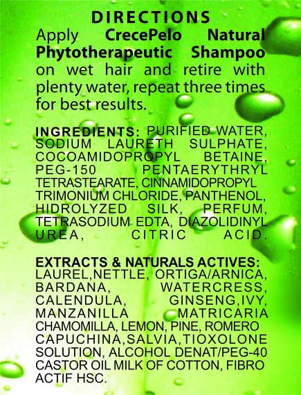 Ingredient visuals showing plant extracts contributing to hair health.