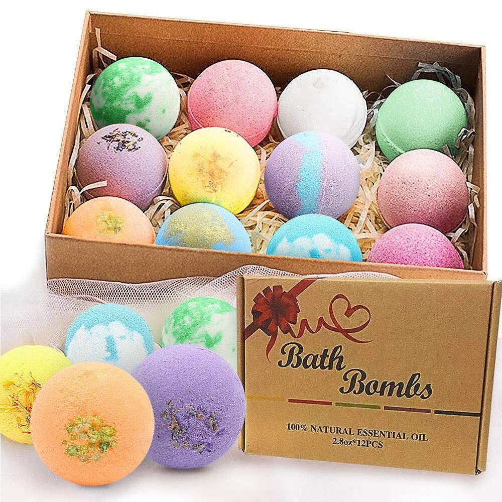 BOENFU bombes bain coffret 12 pièces emballage cadeau idéal pour spa à domicile