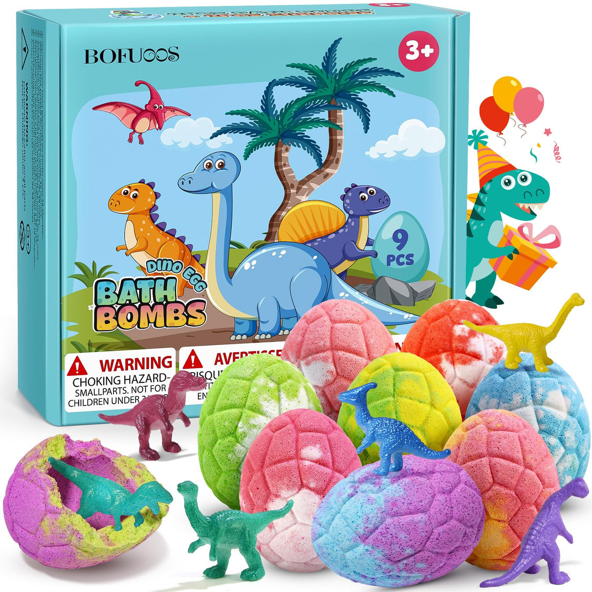Bofuoos Dinosaure Bombe Bain avec surprise pour enfants, stimule l'imagination.