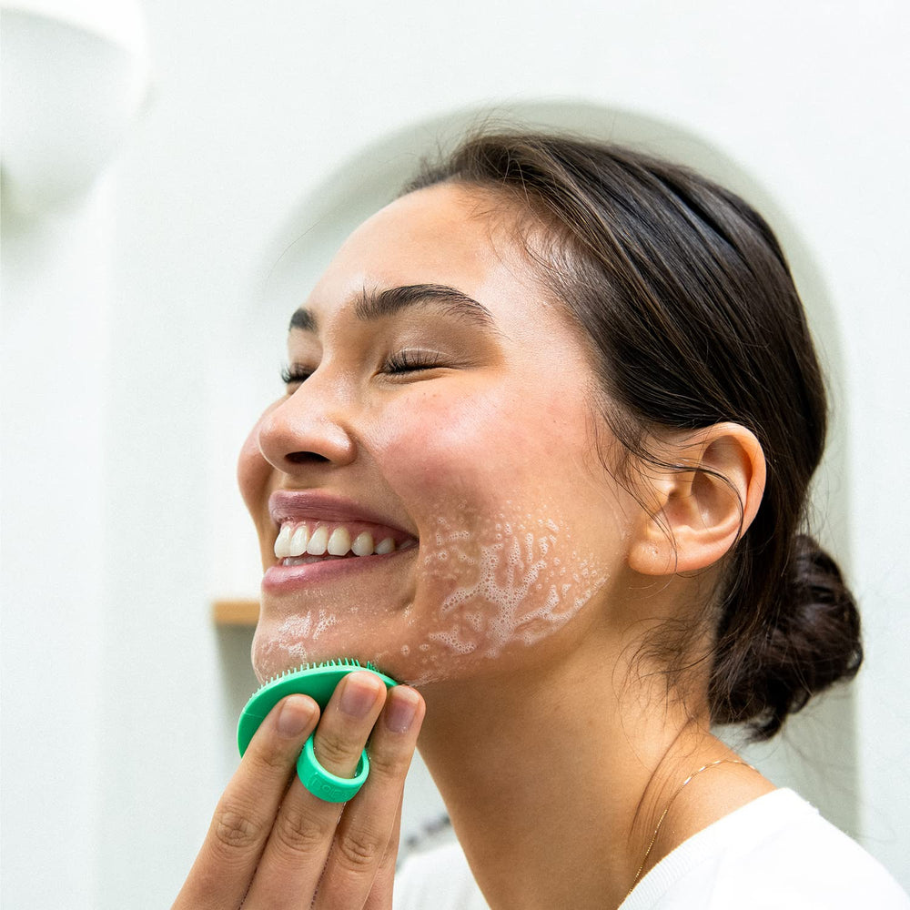 Boie USA Face Scrubber version voyage compacte, idéale en déplacement, menthe.
