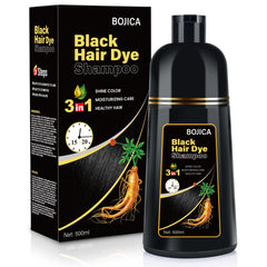 BOJICA Shampoing colorant 3 en 1, bouteille 500 ml, couleur durable pour cheveux gris.