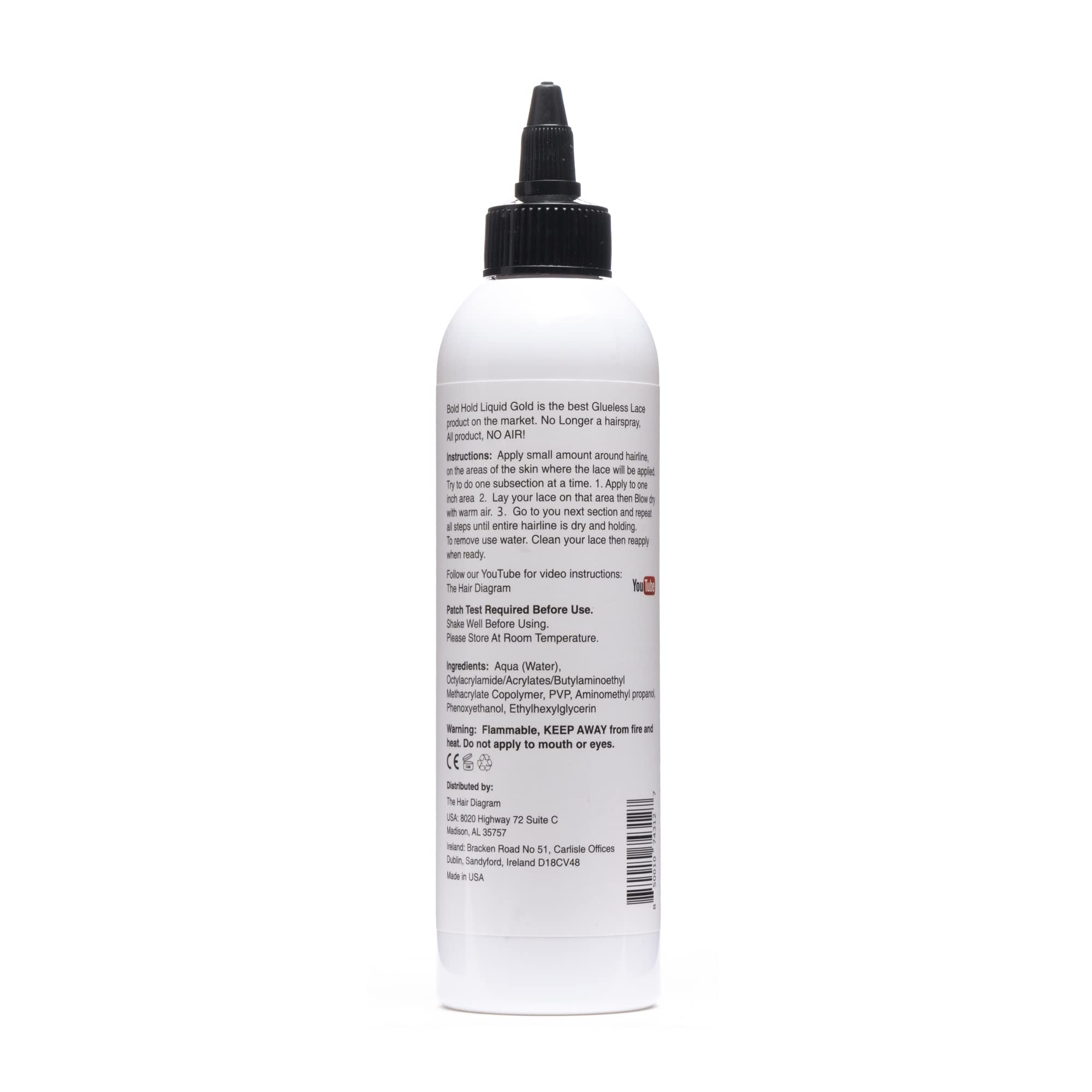 The Hair Diagram Bold Hold Liquid Gold — application autour de la ligne des cheveux pour fixation légère.