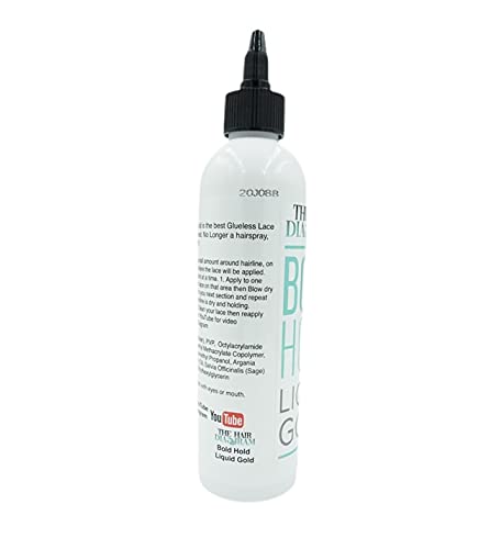 The Hair Diagram Bold Hold Liquid Gold — séchage rapide avec sèche-cheveux pour fixation complète.