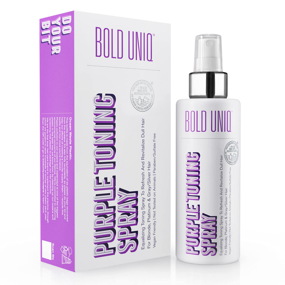 BOLD UNIQ spray tonifiant violet, bouteille, neutralise les reflets jaunes