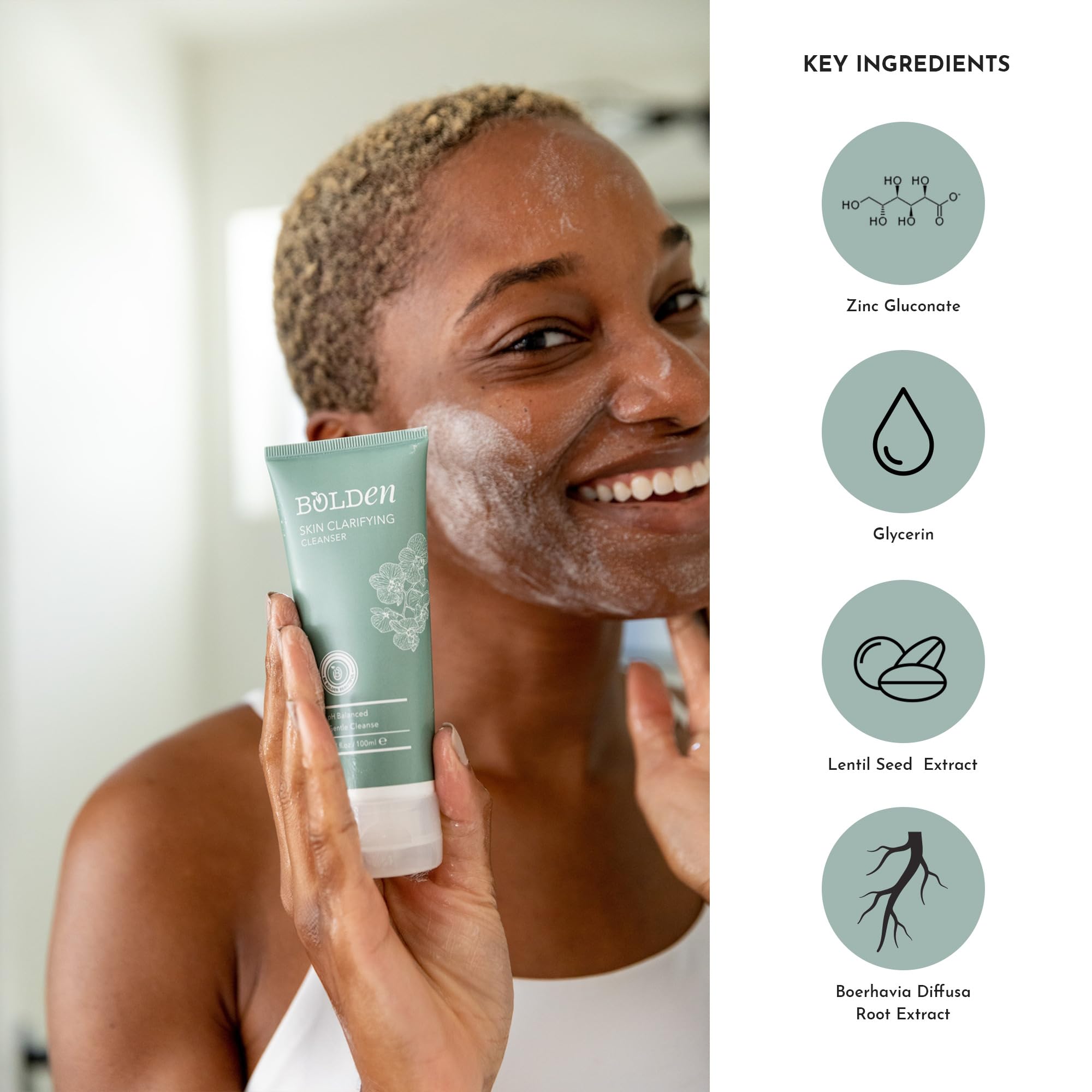 Nettoyant Bolden: application moussante qui transforme le gel en mousse douce.