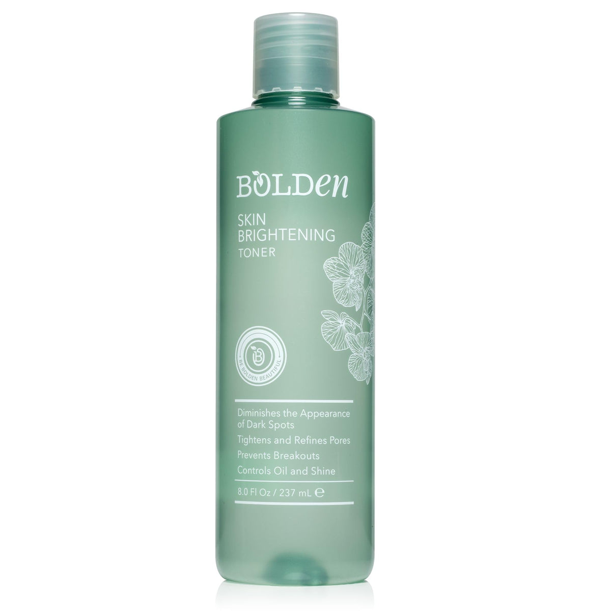 Bolden tonique éclaircissant pour le visage, flacon clair et élégant.