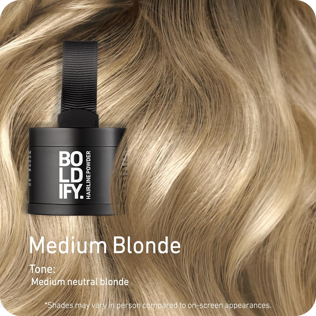 Boldify Hairline Powder couvre les racines grises pour un aspect homogène.