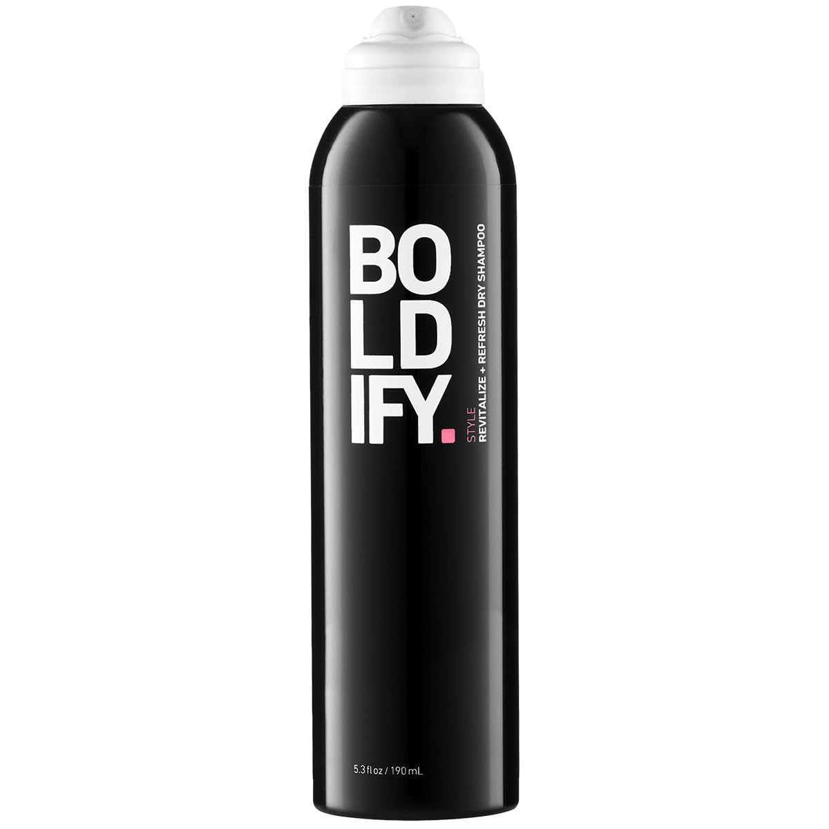 Boldify Dry Shampoo Spray montre une bouteille invisible pour un look frais entre les lavages.