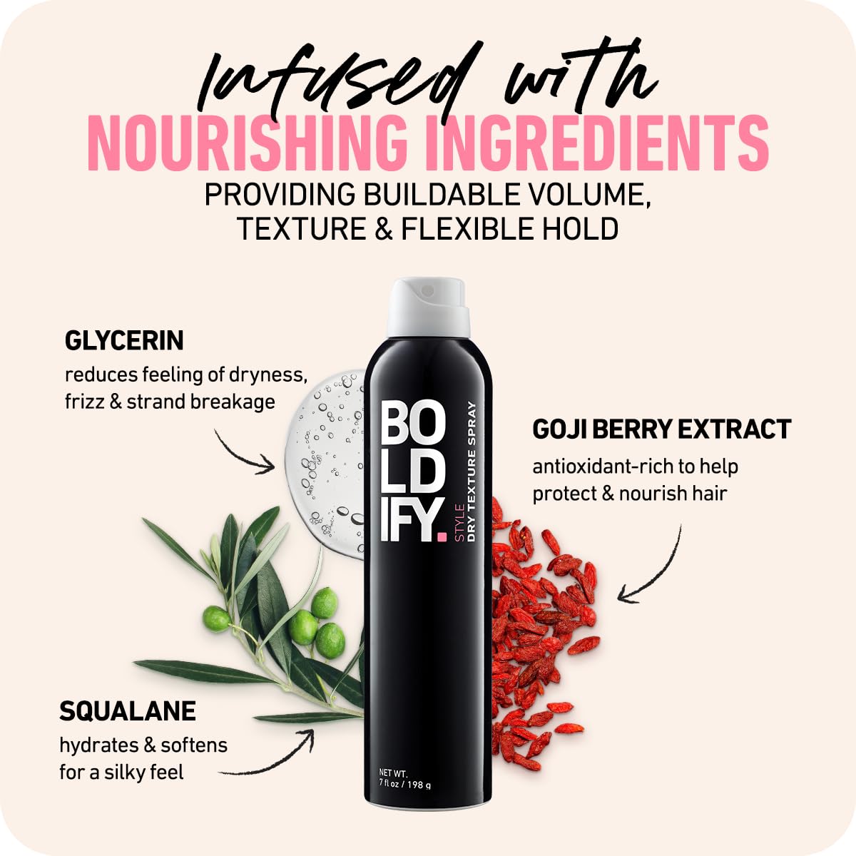 Boldify Brume de Texture Sèche, mouvement naturel conservé toute la journée