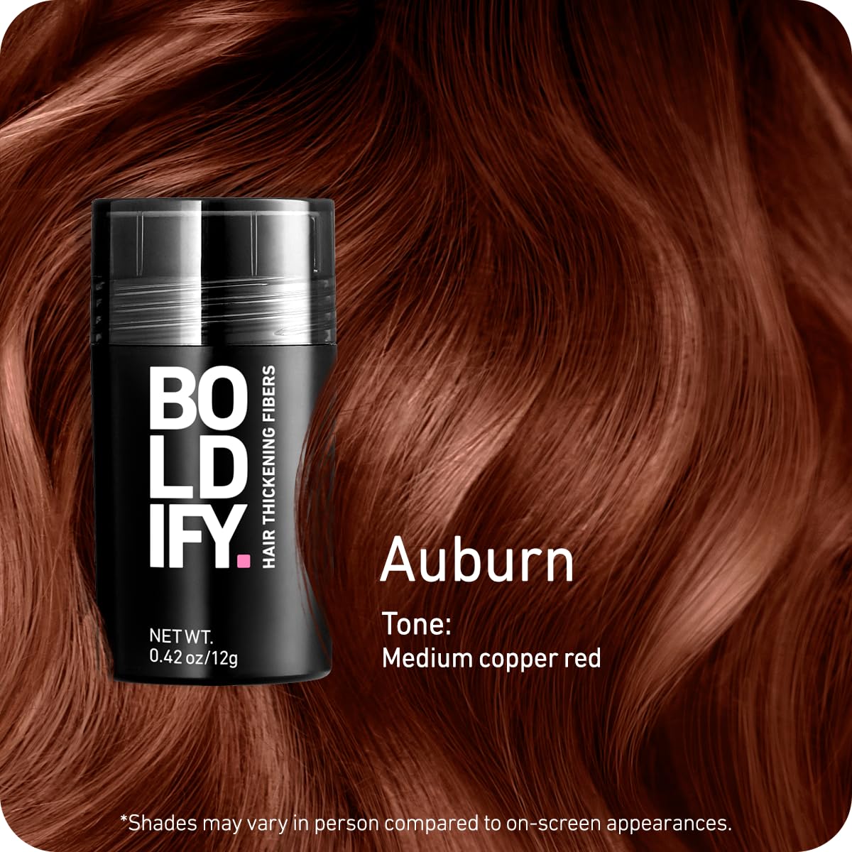 Boldify fibres capillaires – teinte Auburn pour un rendu harmonieux.