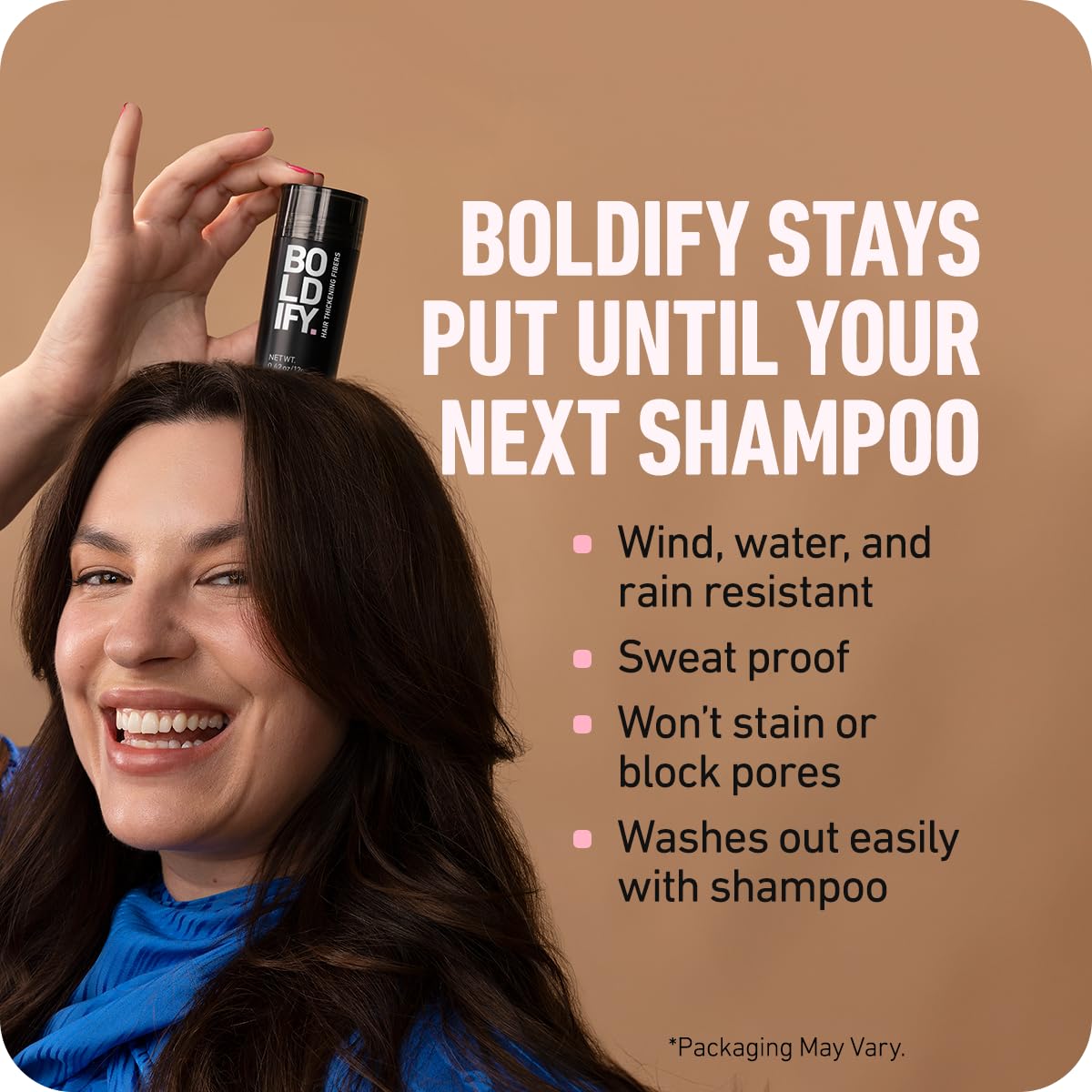 Retrait facile de Boldify avec un seul shampoing.