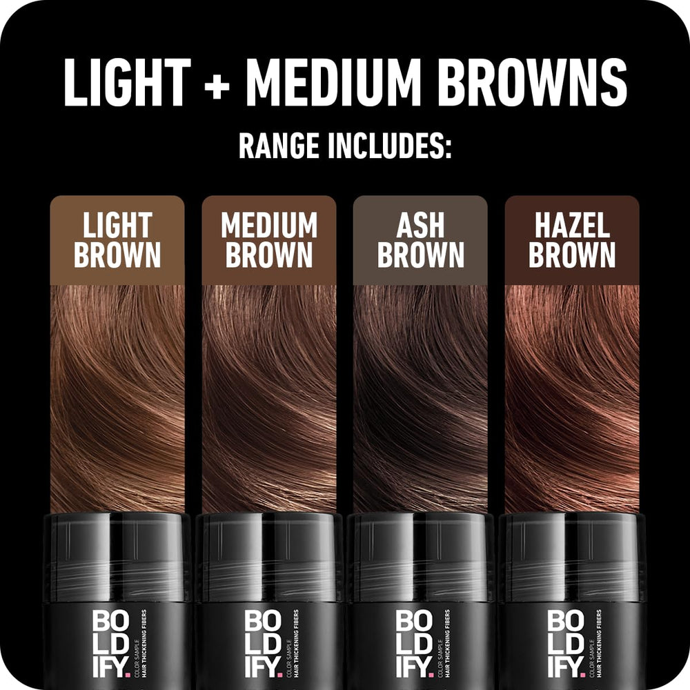Boldify Hair Fibers Application Facile illustre une utilisation simple et rapide.