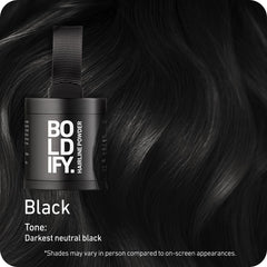 Boldify Hairline Powder – couverture des racines gris pour un look naturel.