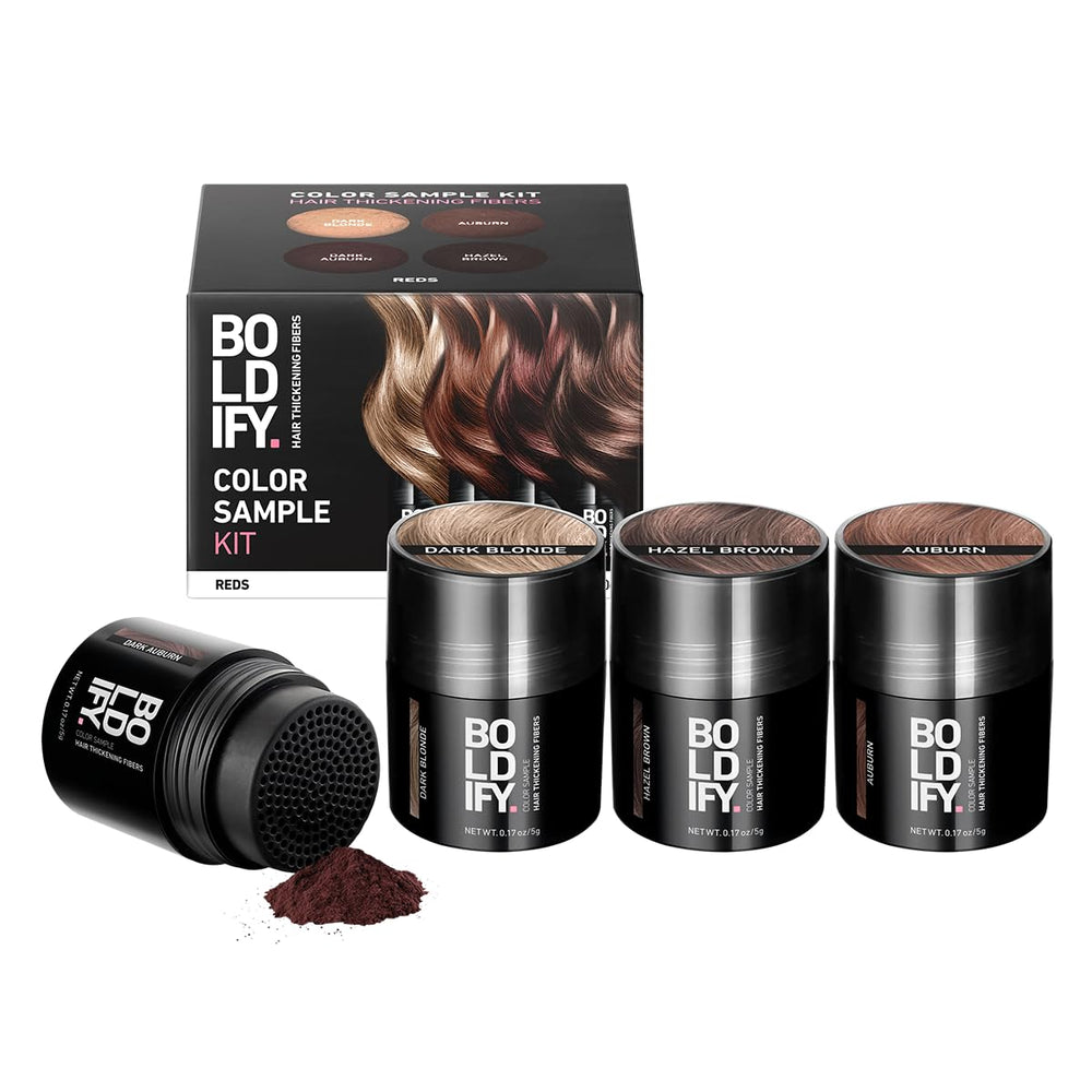 Boldify kit-echantillons-couleurs-cheveux-rouges: rendu naturel et densité autour des racines.
