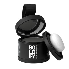 Boldify Poudre Ligne Cheveux couvre les racines gris foncé durable.