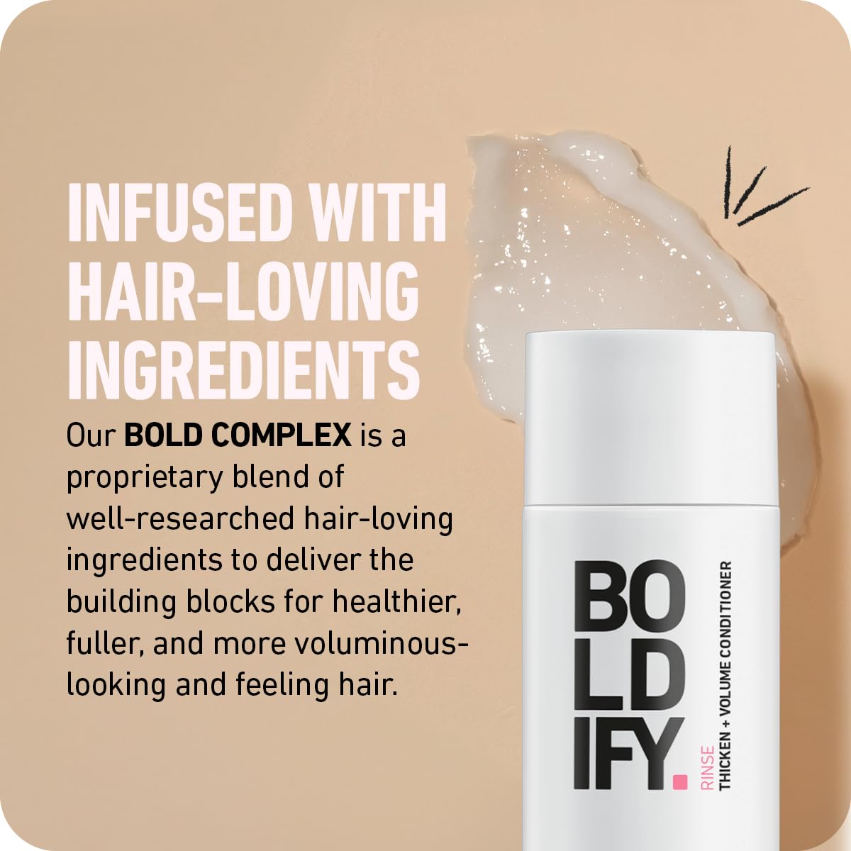 Boldify Thicken Volume Conditioner – application douce et contrôle précis des longueurs.