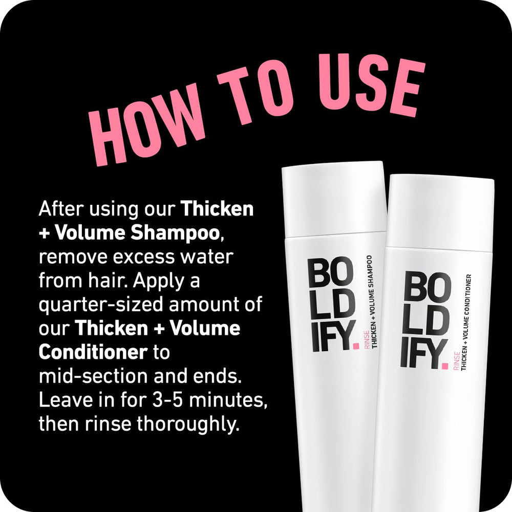 Boldify Thicken Volume Conditioner – emballage soigné et présentation du soin.