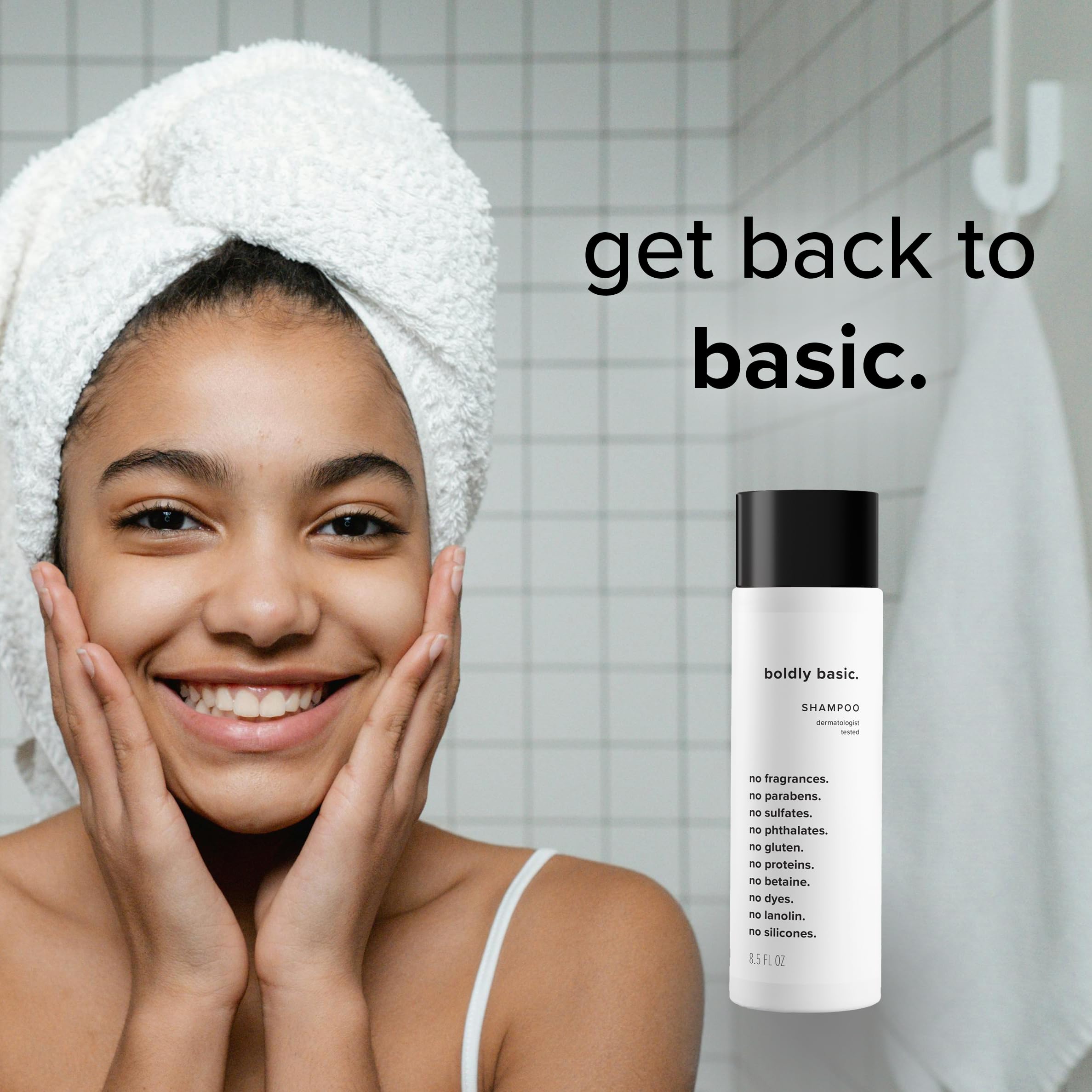 Shampoing Boldly Basic certifié dermatologue – étiquette fiable.
