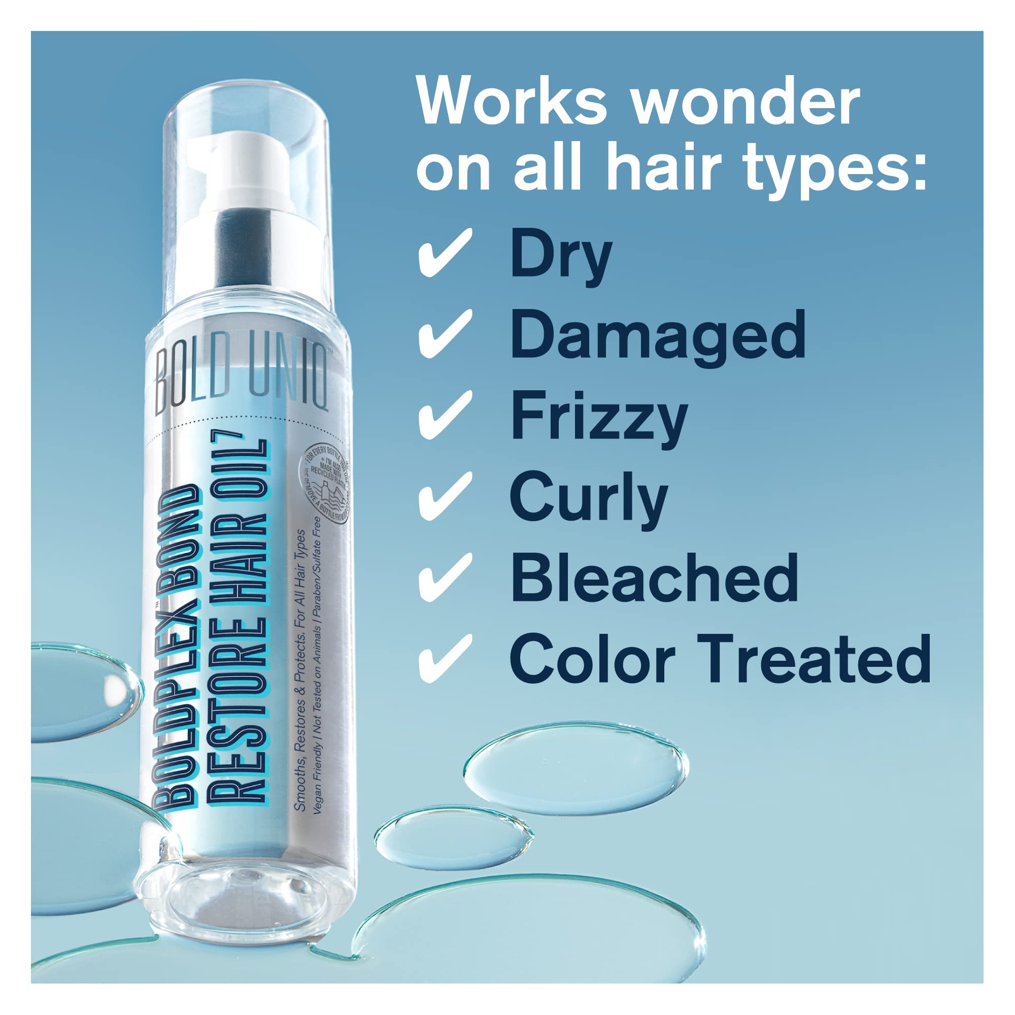 Bold Uniq BoldPlex 7 Huile cheveux – ingrédients Argan et Avocat nourrissent en profondeur.