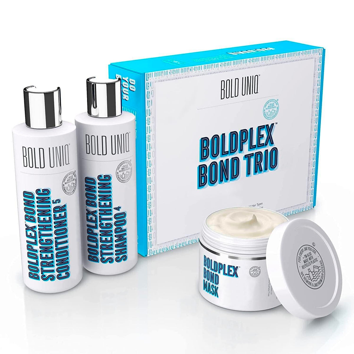 Bolduniq coffret trio Bond Restoration vu de face, impression premium et promesse de soin hydratant.