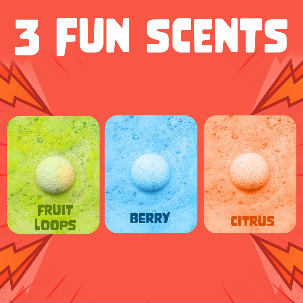 Bombes bain peau sensible; formule SLSa sans irritants et sans taches.