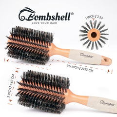 Bombshell brosse ronde avec manche en bois de bouleau pour une prise en main durable.