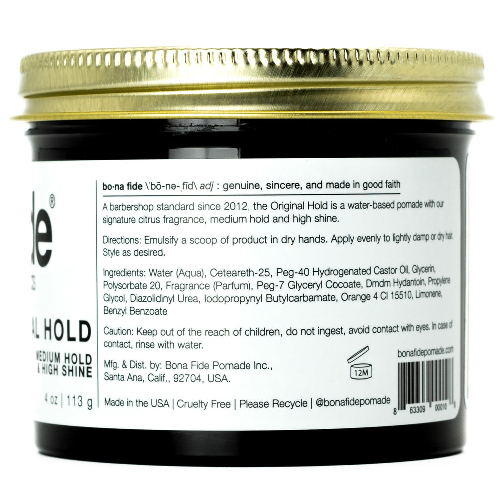 Bona Fide Pomade Original – produit fabriqué aux États-Unis pour la qualité et le support local.