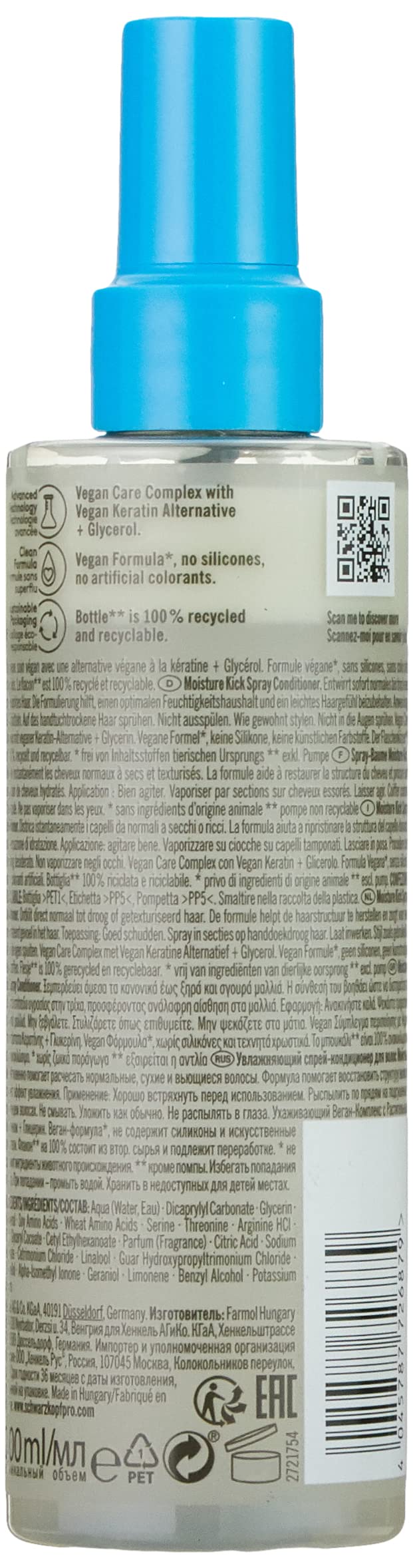 Bonacure MOISTURE KICK démêle facilement les nœuds et facilite le brushing.