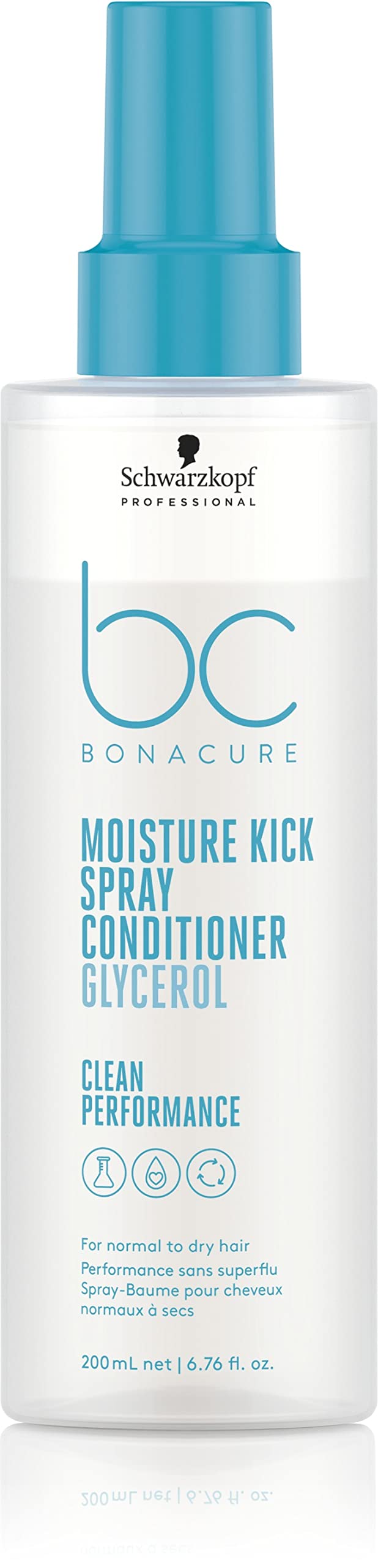 Schwarzkopf Professional Bonacure MOISTURE KICK flacon-atomiseur: hydratation instantanée pour cheveux secs.