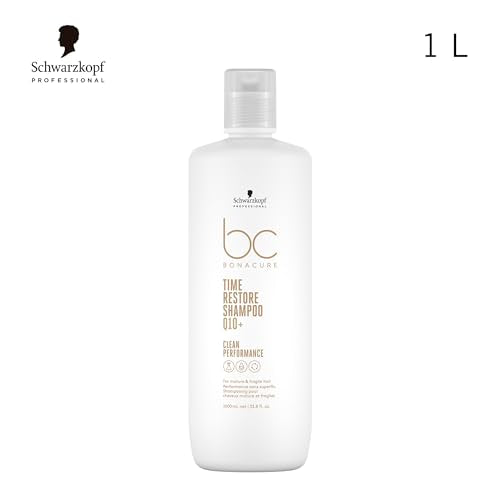 Bonacure Q10+ Time Restore — étiquette montrant le soin doux pour cheveux secs.