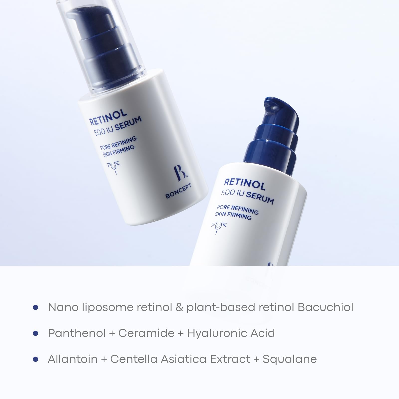 BONCEPT Sérum Retinol 500 UI – texture eau légère et hydratation rapide.