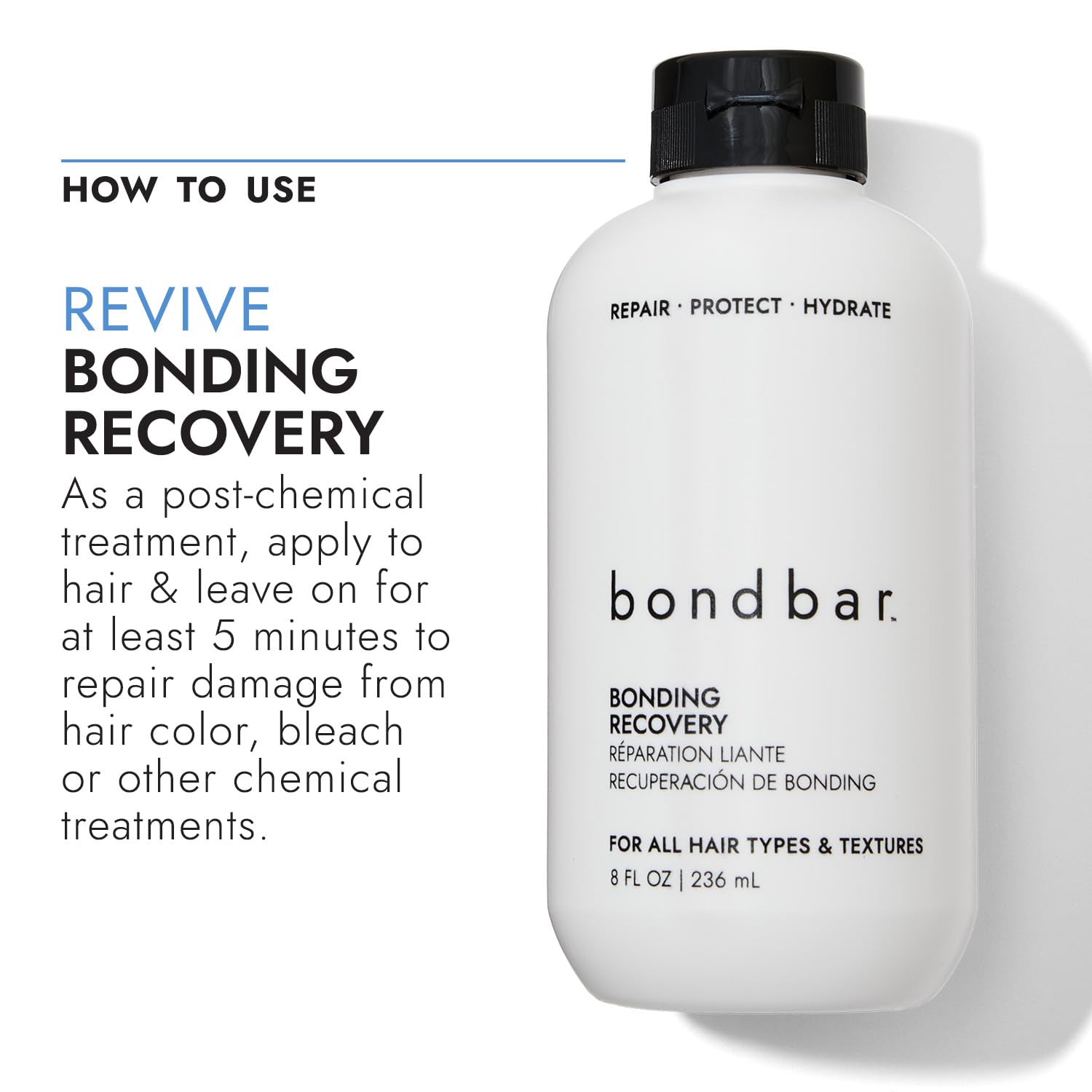Bondbar Traitement Cheveux Endommagés, bouteille recyclable soutenant une routine responsable.