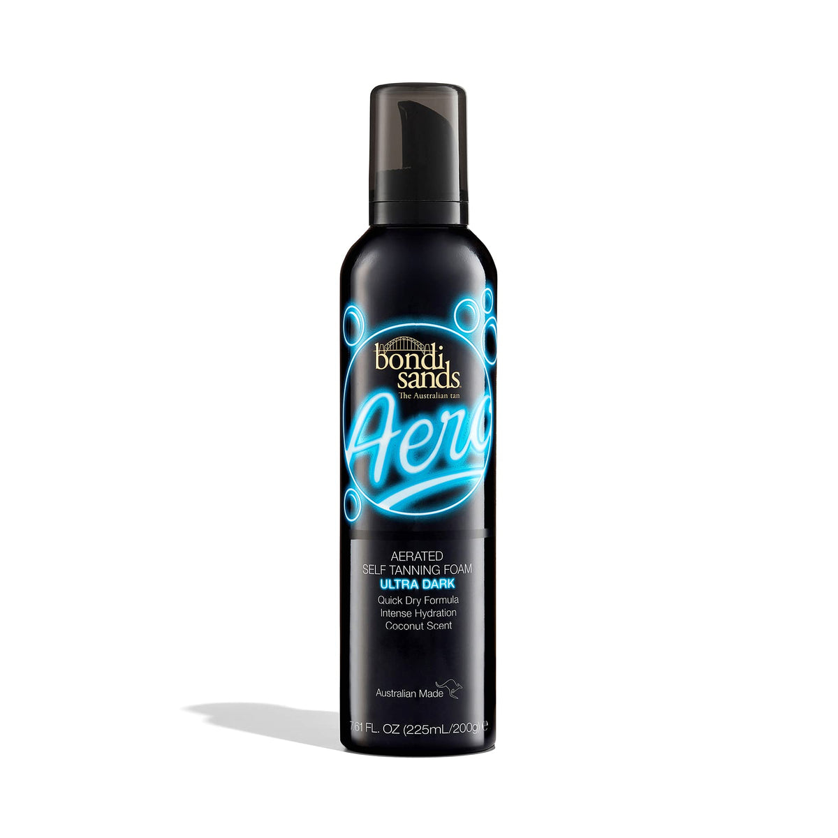 Bondi Sands Aero Foam, bouteille spray, application facile et rapide.