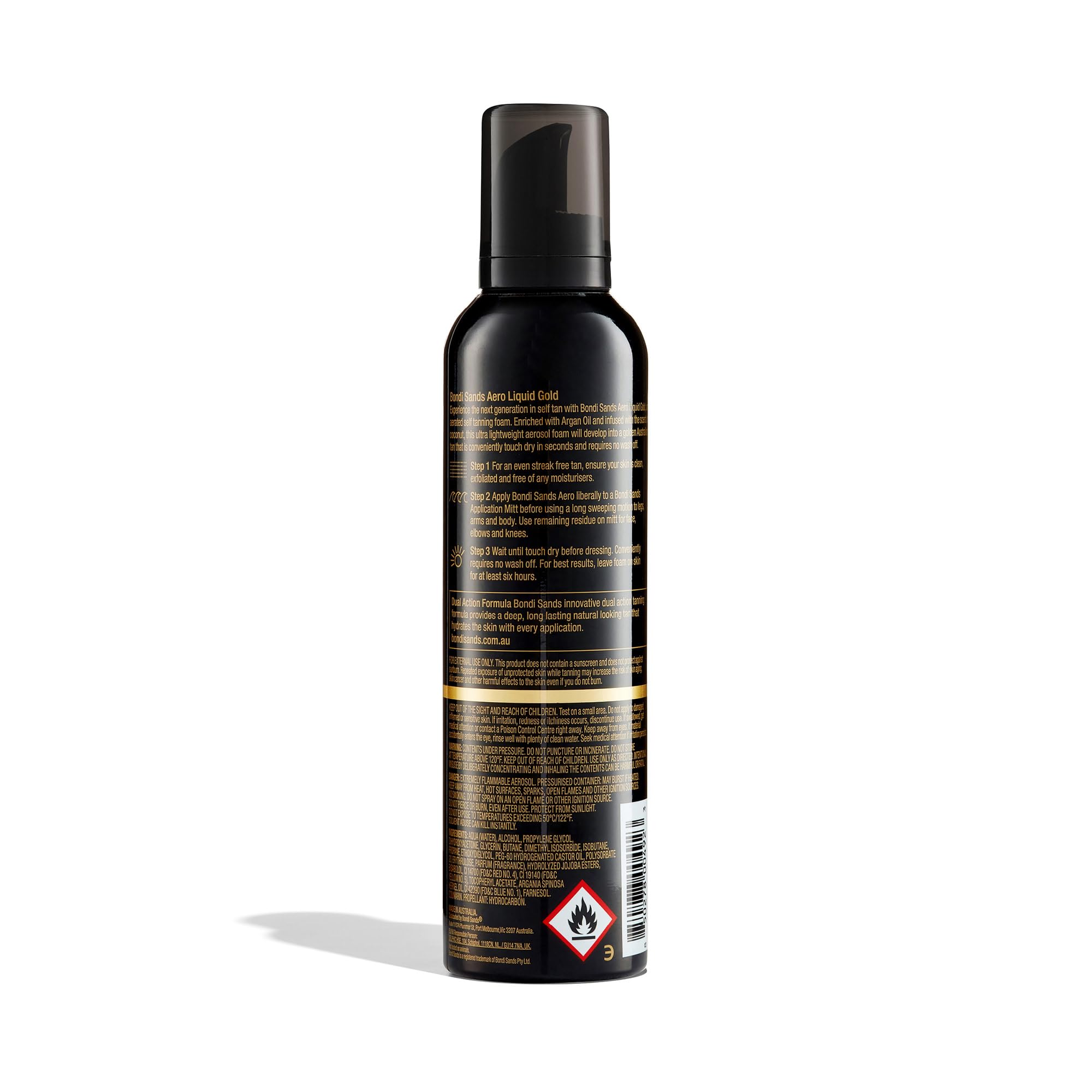 Bondi Sands Aero Liquid Gold, buse aérospra pour une application rapide et homogène.