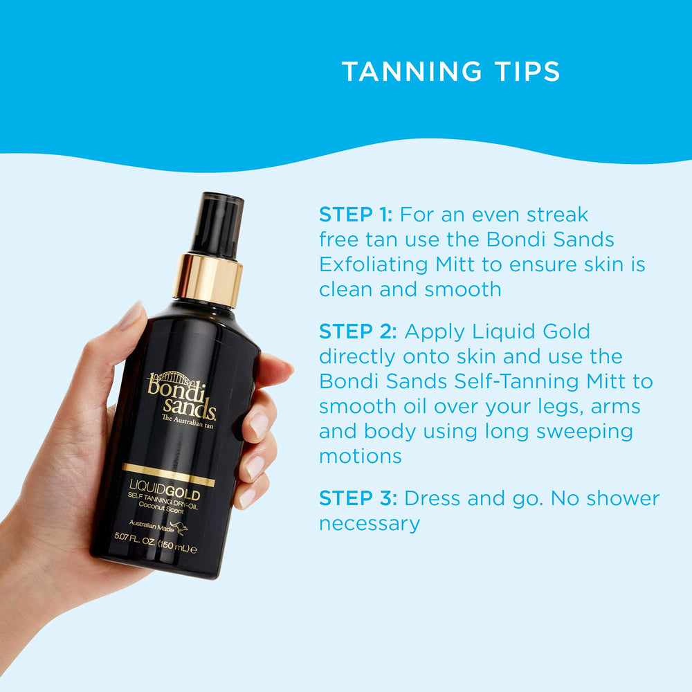 Bondi Sands Liquid Gold rituel beauté pour bronzer en douceur.