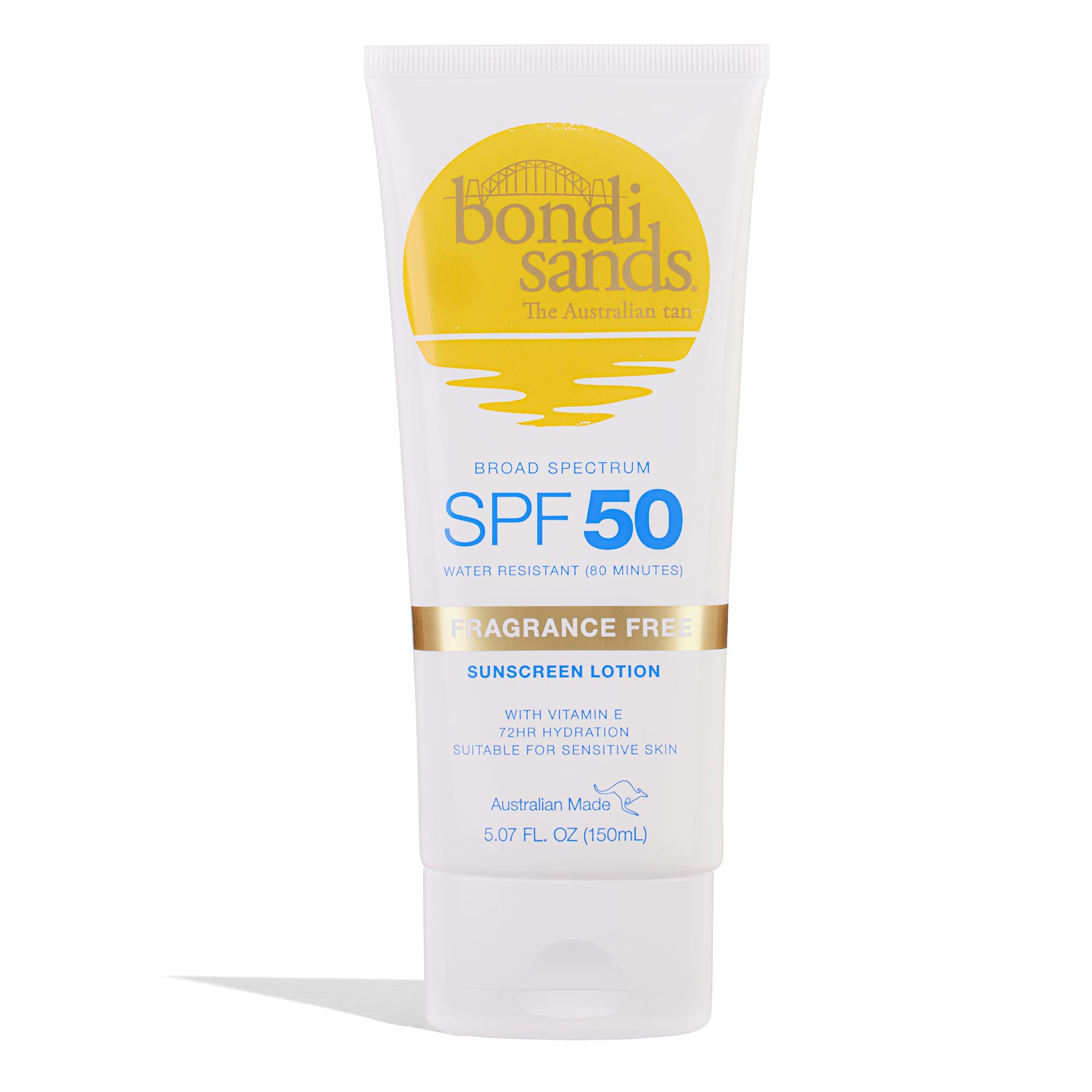 Bondi Sands Lotion solaire sans parfum, absorption rapide et hydratation durable.