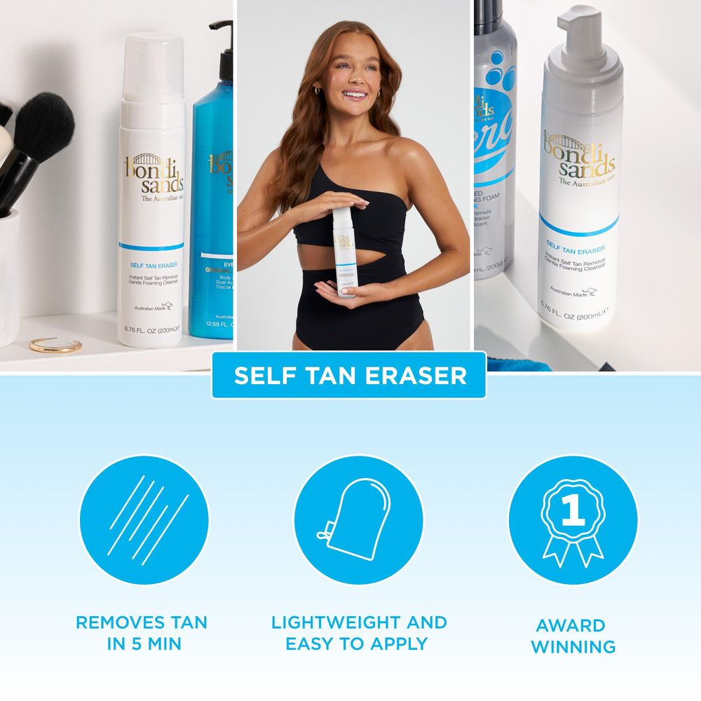 Bondi Sands Self Tan Eraser – mousse apaisante prête à agir rapidement.