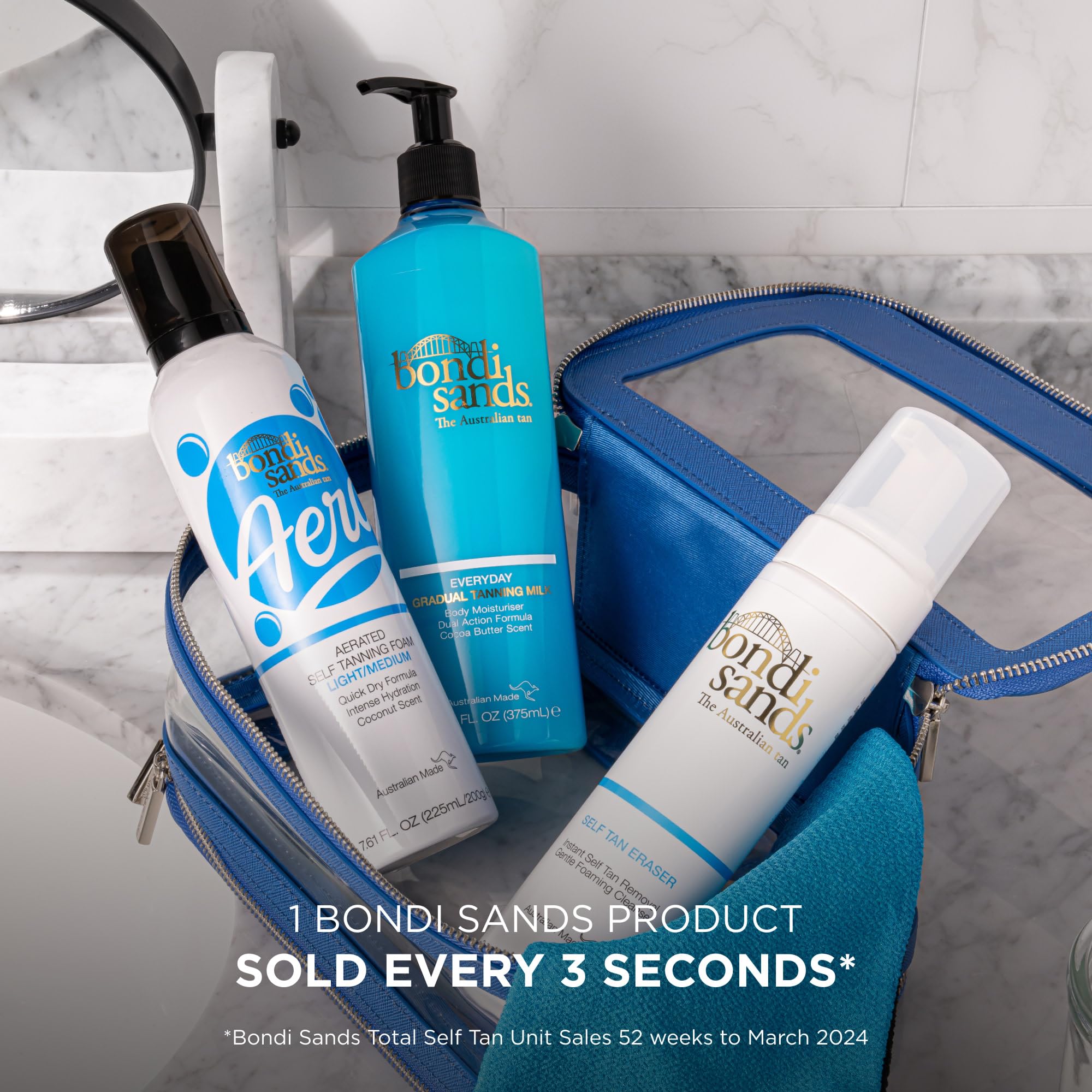 Bondi Sands Self Tan Eraser – peau douce après l’usage grâce à l’Aloe Vera.