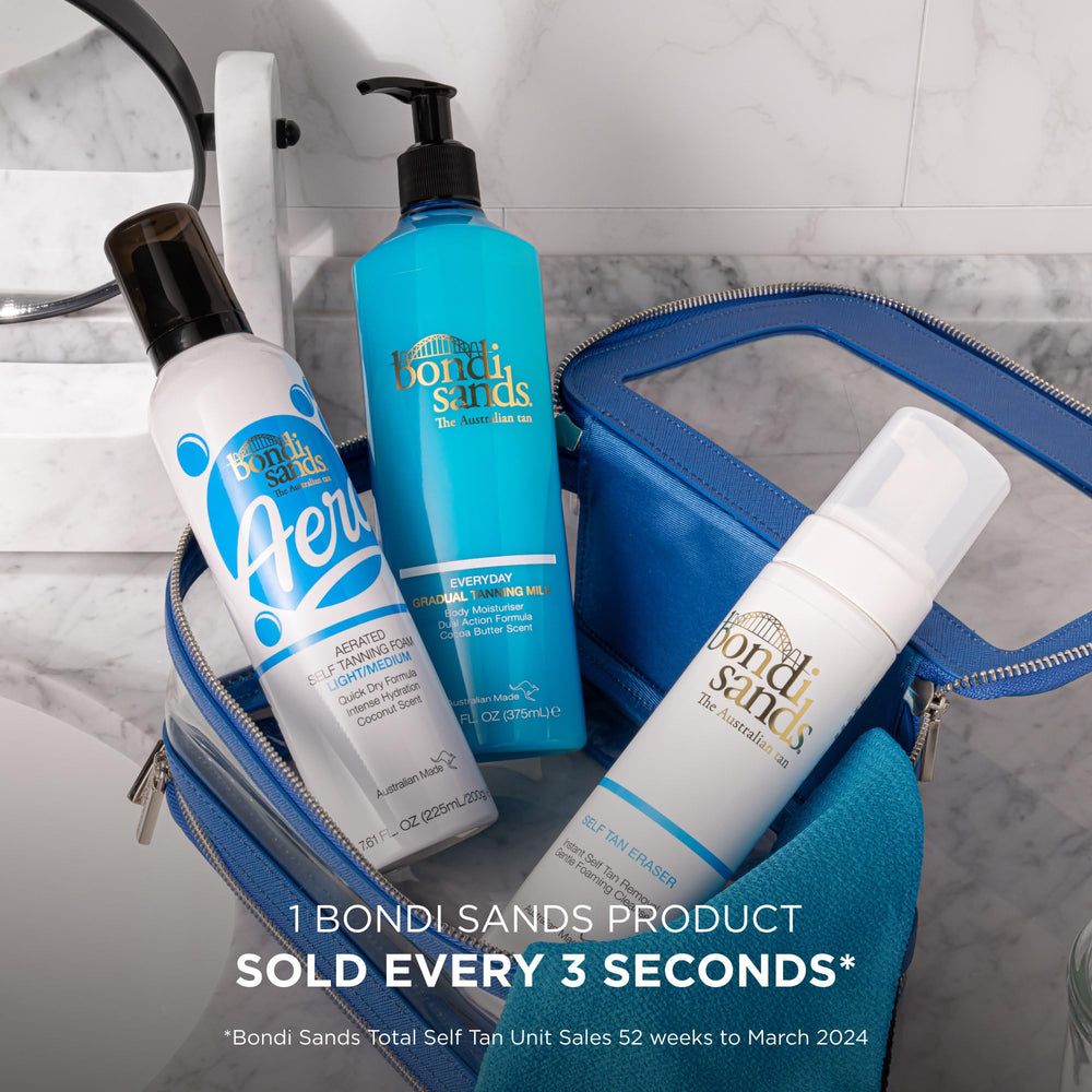 Bondi Sands Self Tan Eraser – peau douce après l’usage grâce à l’Aloe Vera.