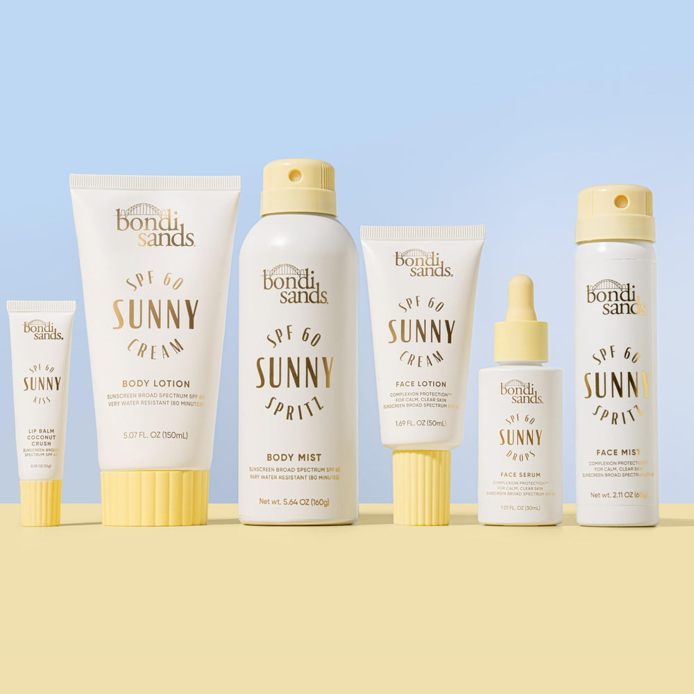 Bondi Sands Sunny Drops ingredient focus hibiscus and vitamin E.