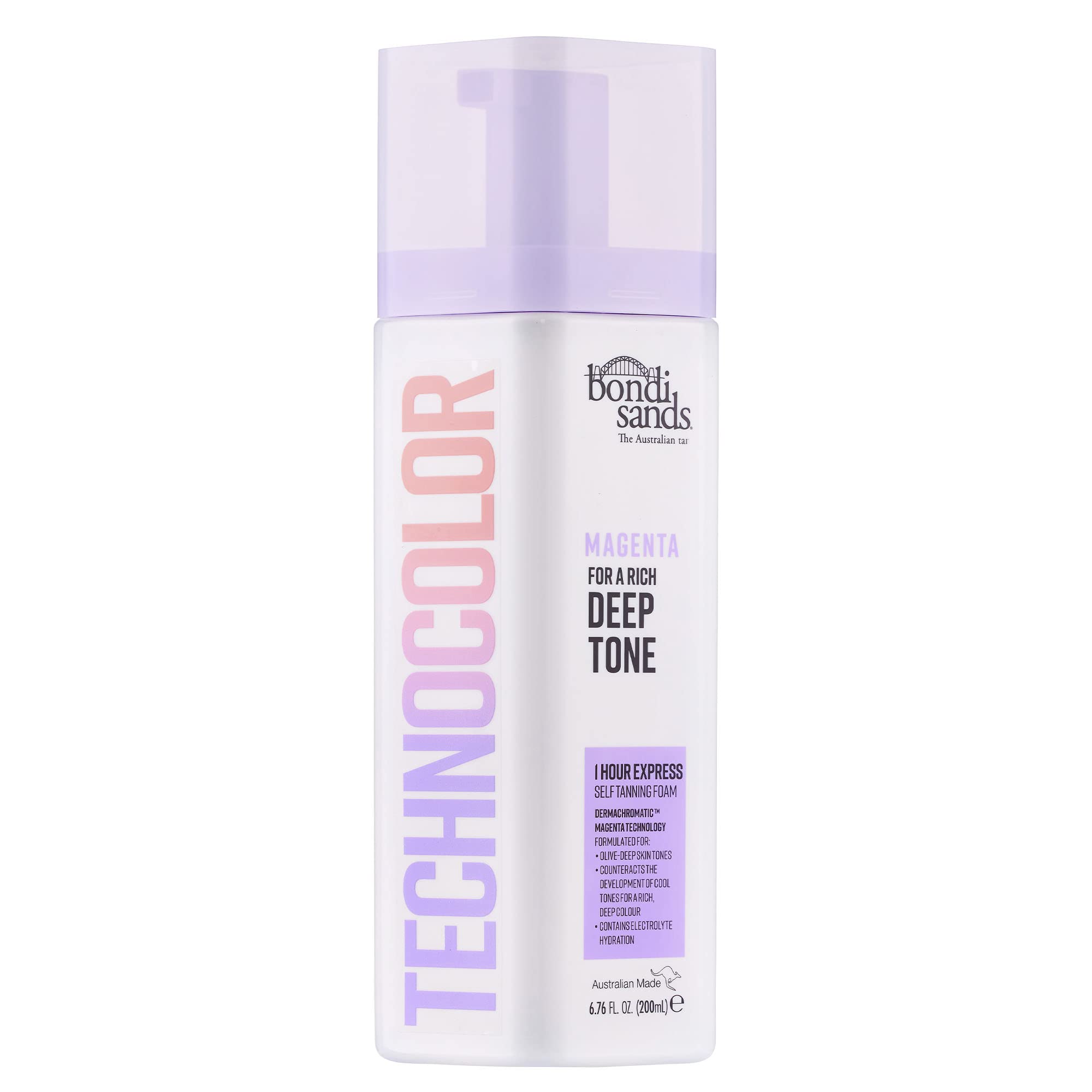 Bondi Sands Technocolor Magenta – mousse bronzante facile à appliquer pour un teint profond.
