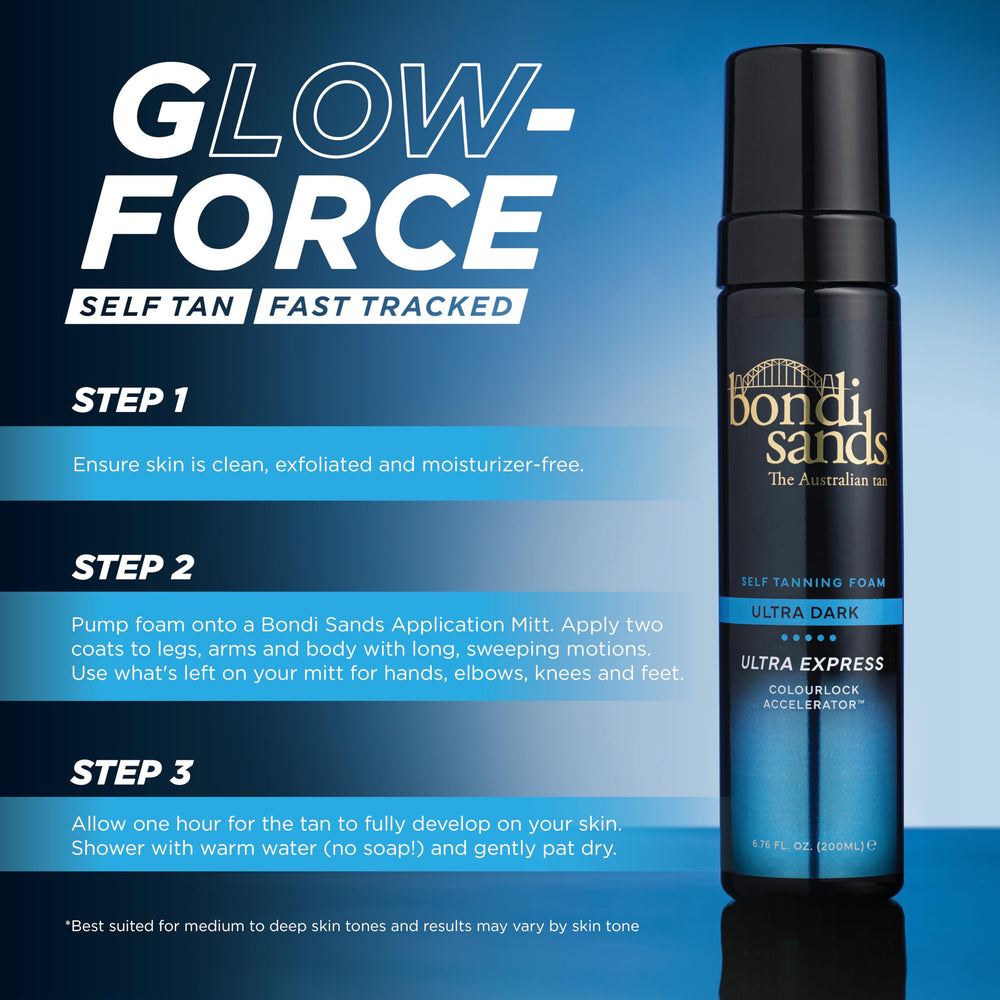 Bondi Sands Ultra Express Mousse Autobronzante – contrôle de couleur facile et progressif.