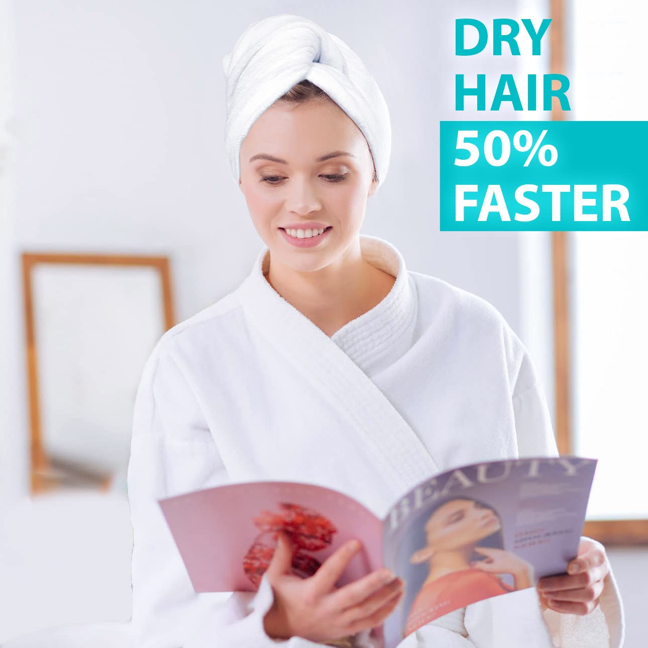 Bondi SPA serviette cheveux microfibre – définition des boucles et coiffage facilitée.