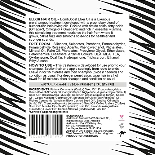 BondiBoost Elixir Hair Oil — application pré-shampoing sur cheveux mouillés
