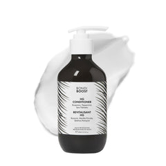 BondiBoost HG Conditionneur - bouteille montrant hydratation durable et cheveux volumineux