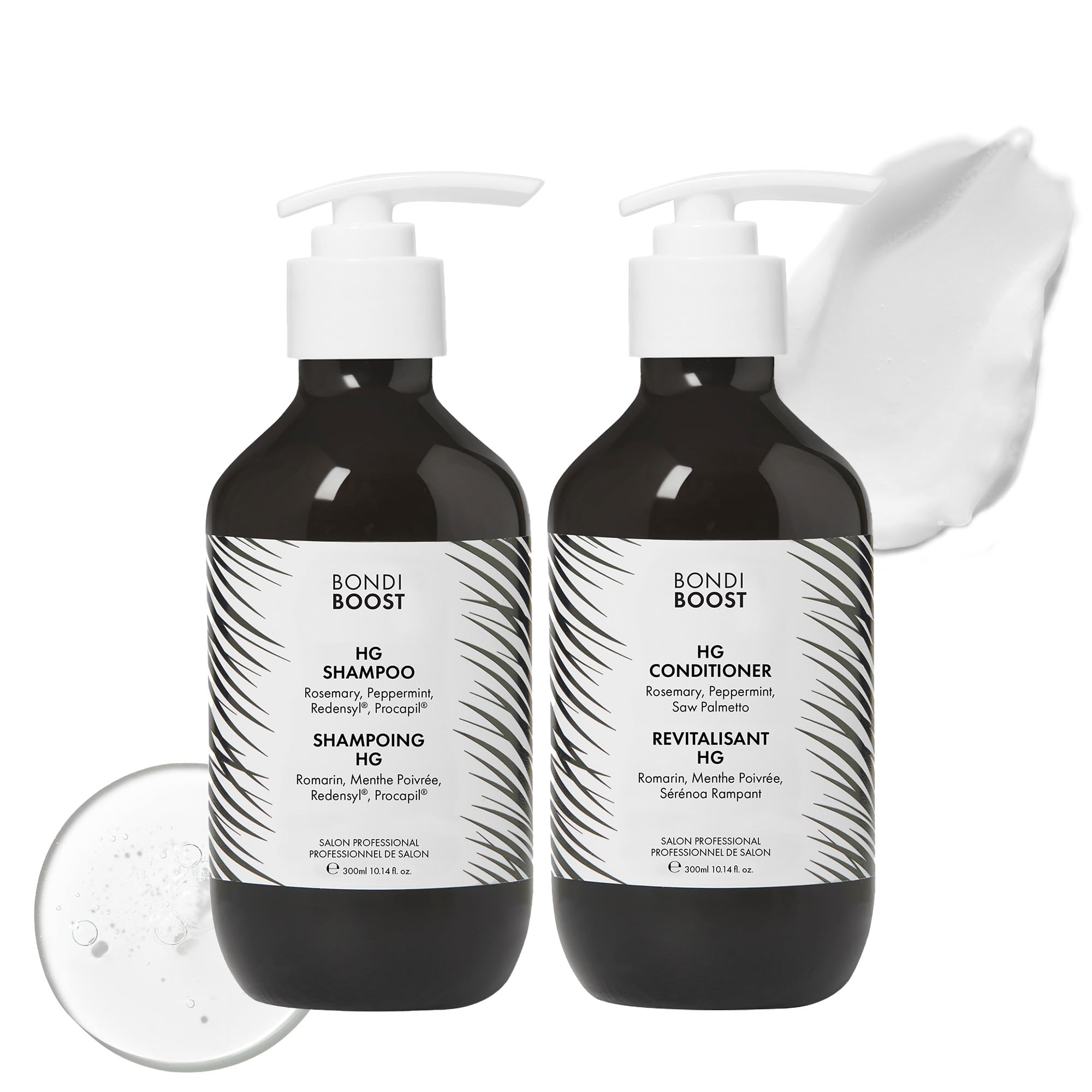 BondiBoost HG shampoing anti-chute, flacon versement, pour cheveux plus forts au quotidien.